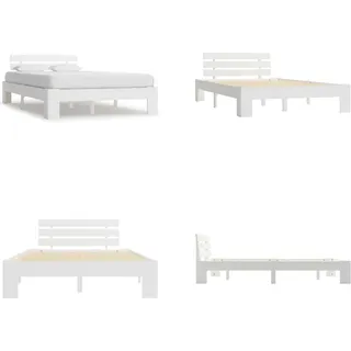 vidaXL Massivholzbett Weiß Kiefer 120x200 cm - Bettgestell - Bettgestelle - Bettrahmen - Bett - Weiß