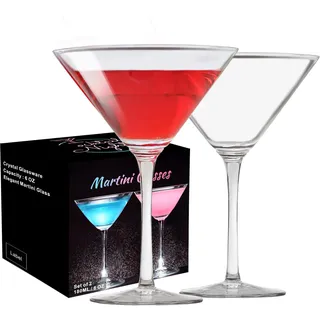 ParaCity Martini Gläser, Cocktailgläser 2er-Set, mundgeblasene Premium-Kristall Cocktail Gläser, perfekt für Cocktails, Martinis, Margaritas, Party, Catering-Boxen und Geschenke (180 ml)