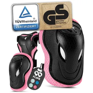 99FLIPS Knieschoner Kinder mit GS [6er Set] - GRIND - S/M Pink - Schoner Inliner Kinder - Knieschützer Protektoren mit Knie- und Ellenbogenschützer - Schützer Protektoren Inliner
