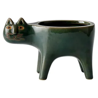 Katzen Blumentopf, Keramik Pflanzer in Tierform für Sukkulenten, kleine Blumentöpfe, dekorative Übertöpfe für Garten und Zuhause (9x15 cm)
