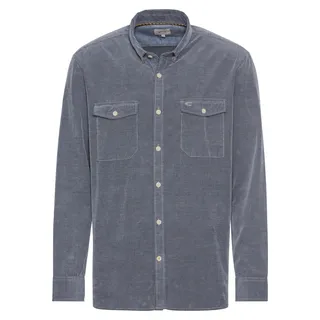camel active Herren Langarm Hemd in Regular Fit aus Cord Denim Blau, menswear-3XL