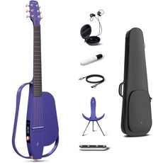 Enya NEXG 2 Kohlefaser E-Gitarren Set - 38 Zoll Lila Professionelle Akustik Gitarre Smart Silent Electric Guitar für Erwachsene Kinder Anfänger Reise Heim Schul Party Spielen und Singen (Deluxe)