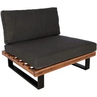 Mendler Lounge-Sessel HWC-H54, Garten-Sessel, Spun Poly Akazie Holz FSC®-zertifiziert Aluminium ~ braun, Polster dunkelgrau