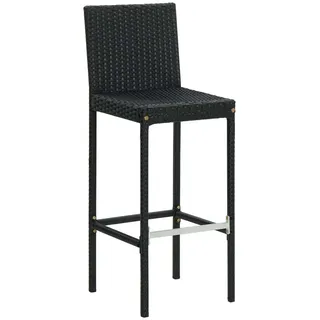 vidaXL Garten-Barhocker mit Kissen 4 Stk. Schwarz Poly Rattan - Schwarz