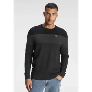 Strickpullover BRUNO BANANI, Herren, Gr. M (48/50), schwarz (schwarz melier), Obermaterial: 50% Baumwolle, 50% Polyacryl, meliert, Basic schmal, Rundhals, Bündchen, Pullover Strickpullover, im modischem Look