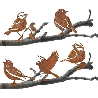 EclipseGuard 5 Stück Rostiges Vögel Gartenstecker, Rost Deko Gartendeko für Garten, Edelrost Metall Vögel Roststecker Baumstecker mit Schraube, Rostfiguren Tiere für Baumstamm, Deko Vogel
