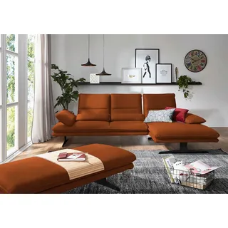 W.SCHILLIG Ecksofa "broadway, Designsofa mit tollem Sitzkomfort" Sitztiefenverstellung, Kopfteil- & Seitenteilverstellung, Breite 291cm, cognac z69