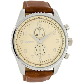 Oozoo Herrenuhr mit Lederband 49 MM Creme/Braun C6041