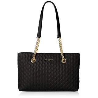 Karl Lagerfeld Damen Karolina Chain Carry Bag Tragetasche, Schwarz / Gold, Einheitsgröße EU