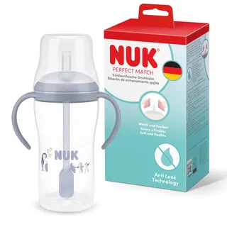 NUK Perfect Match Bear Flasche mit Strohhalm 8m+ 260 ml