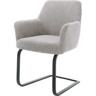 DeLife Freischwinger Xana-Flex mit Armlehnen Cord Silbergrau Freischwinger flach Schwarz Taschenfederkern