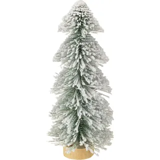 Mini Deko-Weihnachtsbaum mit LED Beleuchtung und Beschneiten Zweigen - Grün, Weiß