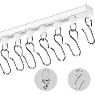 Vevor Decken-Vorhangschienen-Set 3 m selbstklebend Deckenschienensystem ohne Bohren für Vorhänge, Raumteiler-Vorhangschiene zur Deckenmontage für Wohnzimmer mit Haken& Hardware & 8 Schienen, weiß