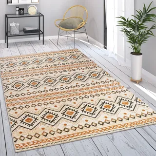 Outdoorteppich Für Terrasse und Balkon Mit Geometrischen Mustern Grösse 80x150 cm - Beige, Braun, Rot, Grün, Creme, Blau, Gelb