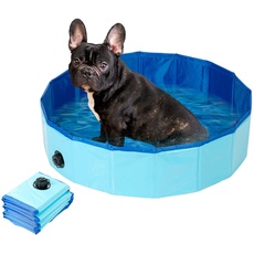 Sweetypet Faltbarer Pool: Faltbarer Hundepool mit rutschfestem Boden & Ablassventil, 80 x 20 cm (Planschbecken, Faltbares Planschbecken, Zusammenfalten)