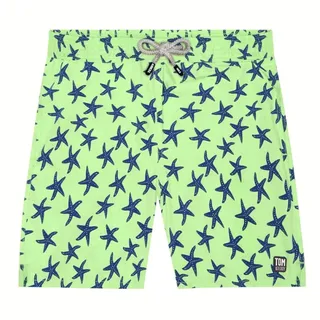 Tom & Teddy Herren Fresh Green & Blue Starfish L Badehose, grün, L