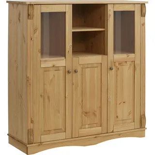 Home Affaire Highboard HOME AFFAIRE "Teresa", beige (geölt), B:119cm H:120cm T:40cm, Sideboards, Highboard, Vitrine, Türen mit Glaseinsätzen, aus massiver Kiefer, FSC