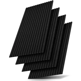 Juskys Wandpaneele Akustik Schwarz 4 St. 120 x 60 x 1,8 cm