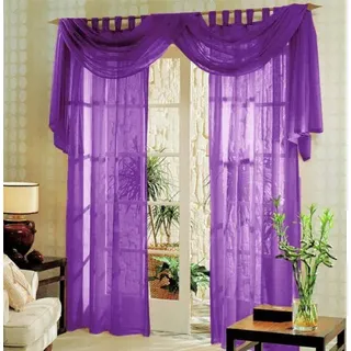 Voile komplett GARDINEN Set 3tlg. -60999-, 60999 (Lila)