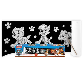PAW PATROL Kratzpapier Poster für Kinder, Inklusive Design Kratzpapier Poster und Holzstift, Bastelset für Kinder