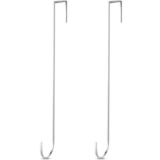 Hotop 15 Zoll Weihnachten Kranz Aufhänger Haken über Tür Metall Haken Praktische Kleidung Handtuch Aufhänger Haken für Weihnachten Haustür Dekoration (Silber, 2 Stücke)