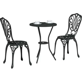 vidaXL Garten Bistro Set 3 stk. Schwarz Aluminium - Schwarz