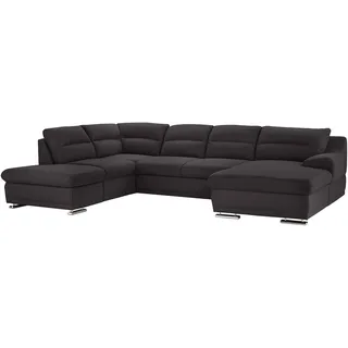 Mivano Wohnlandschaft Coast / Große Sofagarnitur in U-Form / Mit Ottomane links und Recamiere rechts / 334 x 88 x 217 / Mikrofaser: anthracite