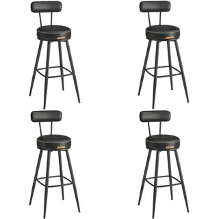 VASAGLE Barhocker 76 cm Kunstleder drehbar tintenschwarz
