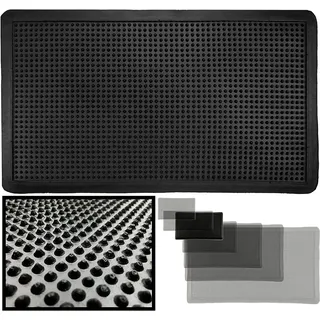 LUCA HOME Fußmatte für den Eingangsbereich, 40 x 70 cm, aus Gummi, Picos, für den Außenbereich, Regen, Gummimatte mit rutschfesten Rändern, einfache Reinigung, Schwarz