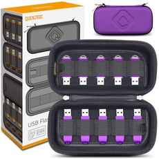 QUENZROC USB Stick Aufbewahrung Tasche für 20 Flash-Laufwerk USB Drive Case Organizer Schutz Hülle Aufbewahrungsbox - Violett
