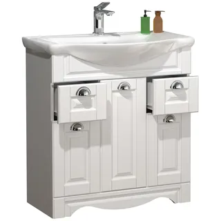 Waschtisch VCM "2-tlg. Waschplatz Waschtisch Casalo XL Landhaus", weiß, B:75cm T:45cm, Schränke, Waschtisch