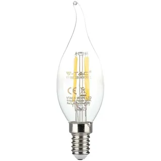 V-TAC LED-Lampe - Kerze - E14-Fassung - IP20 - Klar - 4W - 400 Lumen - 3000K