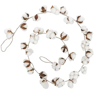 Atmosphera Createur d ́interieur Girlande Baumwollblumen 200 cm , Weiß , Naturmaterialen , 200 cm , Dekoration, Weihnachtsdekoration, Dekoblumen