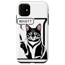 Hülle für iPhone 11 Katze Messer Design Witzige Tier Katzen