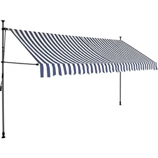 vidaXL Einziehbare Markise Handbetrieben mit LED 400 cm Blau und Weiß - Blau