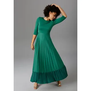 Aniston CASUAL Maxikleid Rockteil mit Volant aus Plissee, smaragd