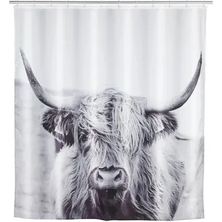 Wenko Duschvorhang Yak 180 x 200 cm Weiß/Schwarz