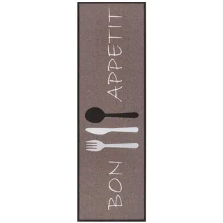 Hanse Home Küchenläufer , Braun, Weiß , Kunststoff , Texte , rechteckig , 50x150 cm , Oeko-Tex® Standard 100 , für Fußbodenheizung geeignet, rutschfest, pflegeleicht, strapazierfähig, platzsparend, leicht zusammenrollbar, rutschfeste Unterfläche , Teppiche und Böden, Teppiche, Teppichläufer, Küchenteppiche