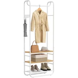 VASAGLE Garderobenständer HSR81WN Weiß + Gold