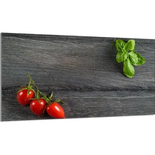 Herdabdeckplatte 90x52 Glaskeramikkochfeld Abdeckung Spritzschutz Glasplatte Deko Schneidebrett, Tomaten Holz