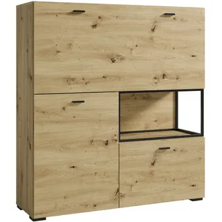 byLIVING "FRAME", artisan eiche (Eiche-Optik)/schwarz, 1 Türen, 2 Klapptür, B 120 cm, artisan Eiche optik),