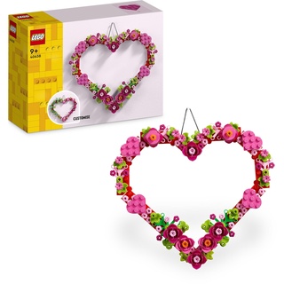 Lego Herz-Deko Set, BAU-Spielzeug für Kinder, Mädchen und Jungen ab 9 Jahren, Dekoration fürs Kinderzimmer oder Wandzubehör, Geschenk-Idee zum Valentinstag, Muttertag oder Geburtstag 40638