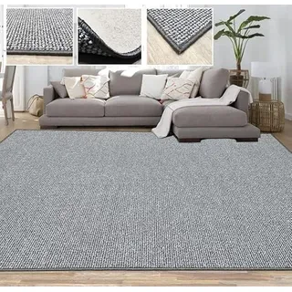 Tadi & Imperio1979 Quadratischer Teppich für Eingangsbereich oder Wohnzimmer, rustikal, Jute-Effekt, ohne Flor, auch Schlafzimmer Küche, silberfarben, Hercules Plata 1426