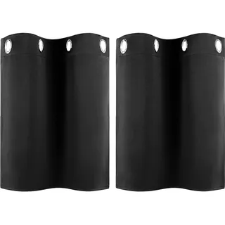 PiccoCasa 2er Set Vorhang Blickdicht Gardinen mit Ösen Verdunkelungsvorhang Kurz Scheibengardine Bistrogardine Modern für Küche Büros Wohnzimmer Schlafzimmer Schwarz 61H×66B cm