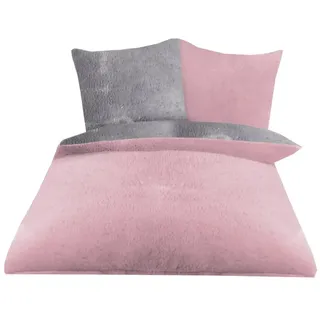 Gözze Wendebettwäsche Superflausch Rosa 155 x 220 cm + 2 x 80 x 80 cm