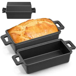 BugyKido Brotbackform mit Deckel, Topf aus Gusseisen, ideal als Brotform, Brotzubehör, Brotbackform und Kuchen, Antihaftstahl, zweilagig, ohne PFAS