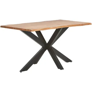 Landscape Esstisch , Schwarz, Akaziefarben , Holz, Metall , Akazie , vollmassiv , Holz , rechteckig , Sternfuß , 80x77x140 cm , Esszimmer, Esstische, Esstische