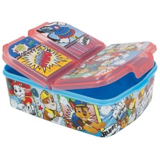 Kinder Premium Brotdose Lunchbox Frühstücks-Box Vesper-Dose mit 3 Fächern + Namens Aufkleber, Motiv:Paw Patrol