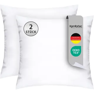 Komfortec Kopfkissen 80x80 cm 2er Set, Oeko-TEX Zertifiziert Kissen mit 1000g Kissenfüllung, Allergiker geeignet, Waschbar