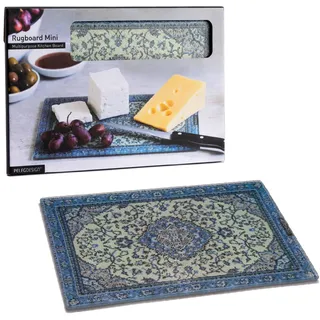 PELEG DESIGN Rugboard Mini Glasschneidebrett – Kleines Glasbrett im Teppich-Design, Hitzebeständiger Untersetzer & Servierplatte, Gehärtetes Glas, Hygienisch & Dekorativ, 19 x 28 cm
